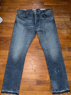 Gallery Dept 5001 selvage Japanese Denim Distressed Blue Straight-Leg Jeans
